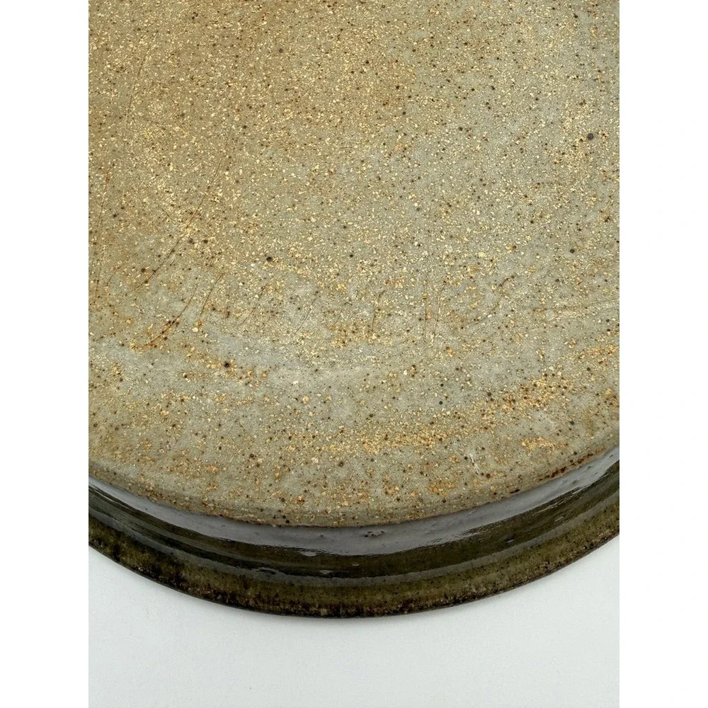 Studio Pottery Stoneware Glazed Shallow Bowl 9.5 Inch Signed Decorative‎